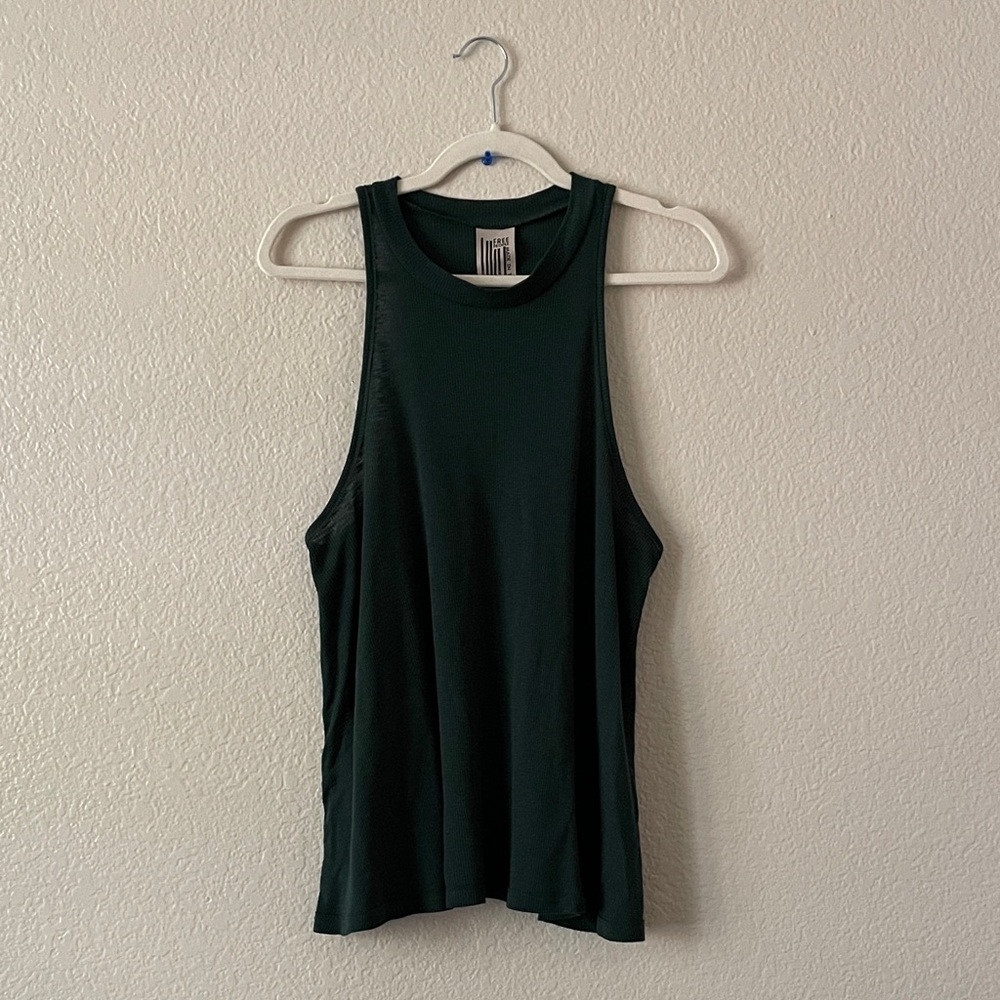 Free People Long Beach Tank Scoop Ribbed Swing Top Green